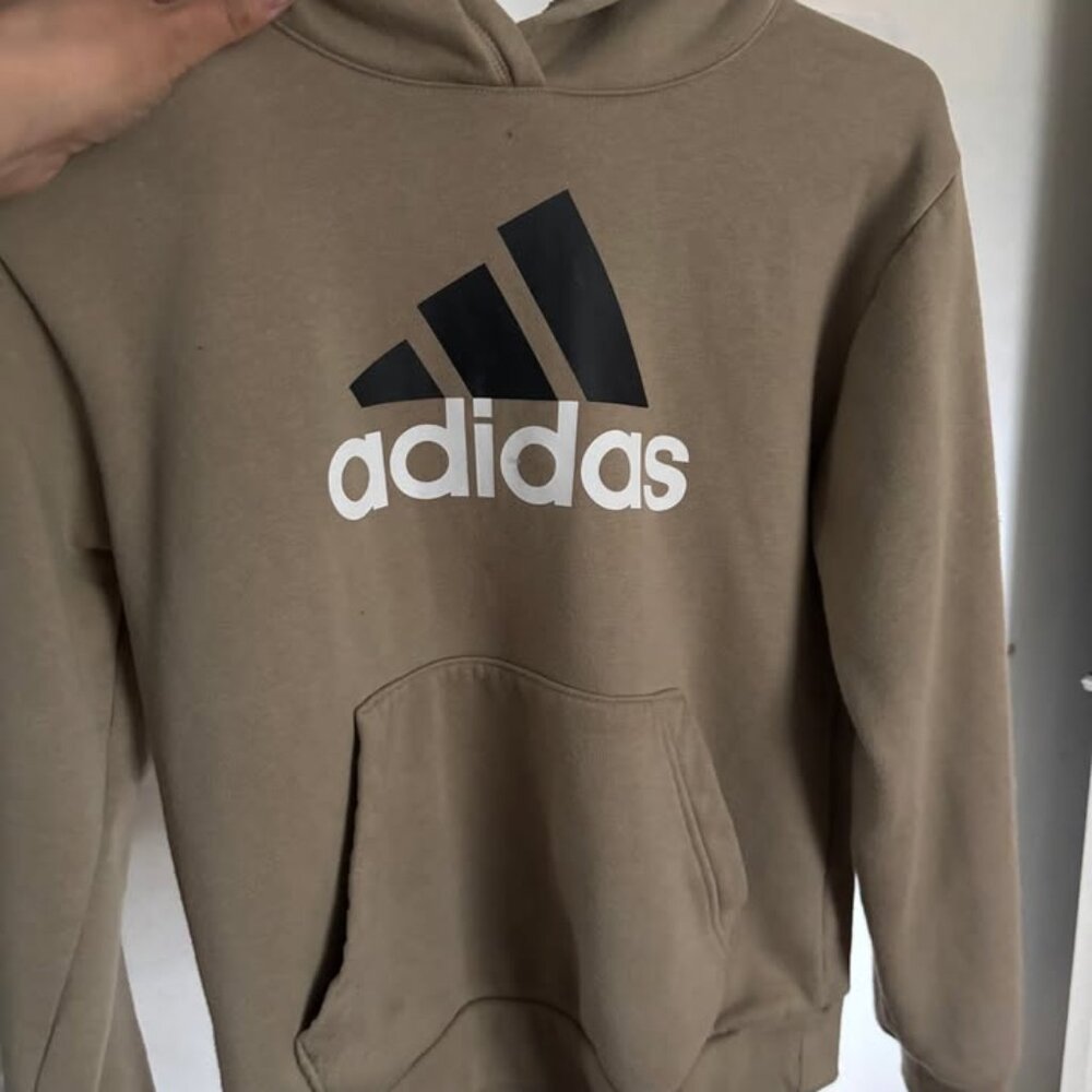 NEW Adidas Light Brown Sweatshirt with Black & White Logo - Size 10-12